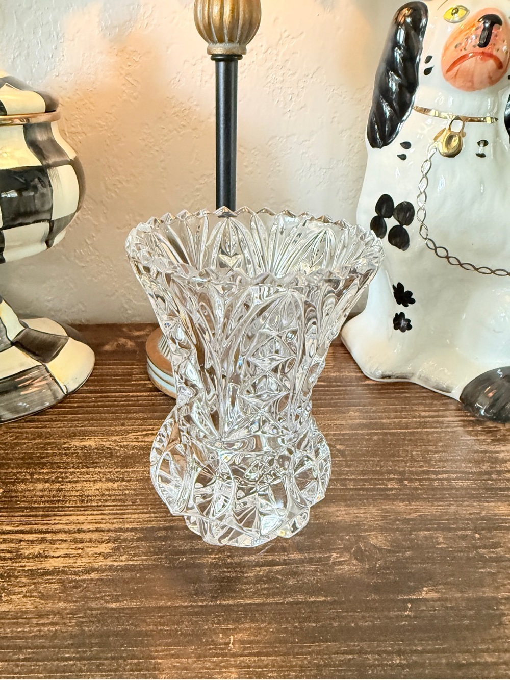 Vintage Lead Crystal Heavy Vase - Picture 10 of 12